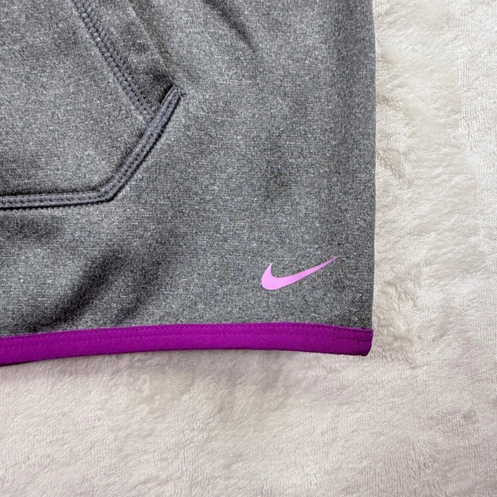 Nike Therma-FIT Hoodie Womens Medium Gray Purple Just Do It Raglan Sweatshirt - Picture 6 of 16